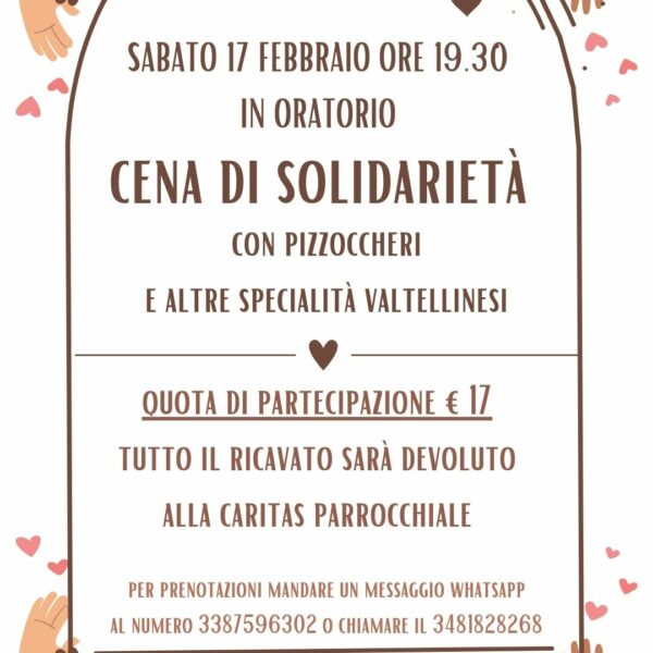 Cena solidale a favore della Caritas