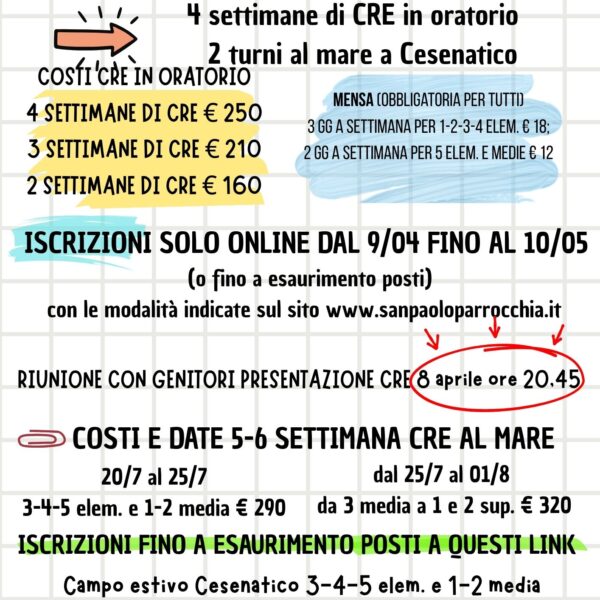 Prime informazioni sul Cre 2026